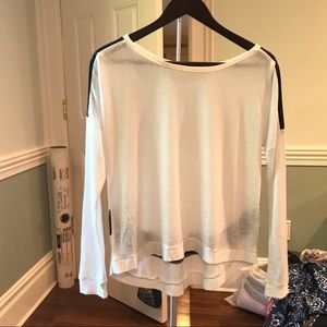 Tops - Faux Learher Trimmed Black & White Shirt 🖤 Tops - Faux Learher Trimmed Black & White Shirt 🖤